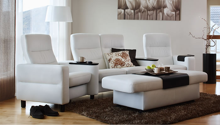 Stressless Wave Sector in Paloma Sparrow Blue Leather